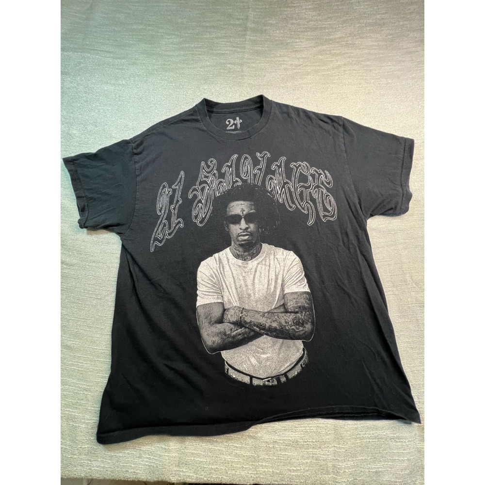21 Savage Graphic T-Shirt Mens XXL Black Short Sleeve Hip Hop Rap Tee 2024